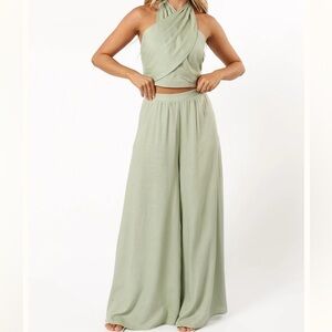 Petal & Pup Light Green Halter & Pant Set